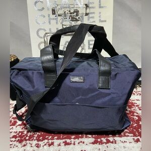 Jimmy Choo Parfume Duffel Bag. Navy Blue With Black Handles and Strap